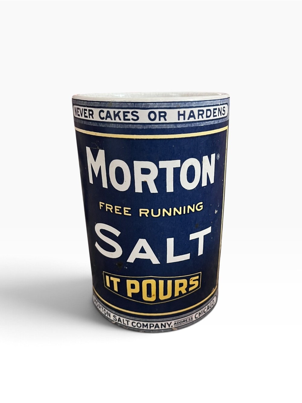 Original Morton Salt Ceramic Kitchen Utensil Holder Canister "It Pours" Vintage